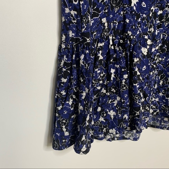 NWT ZARA Blue Floral Long Sleeve Ruffle Hem Mini Dress Size S - Picture 8 of 15